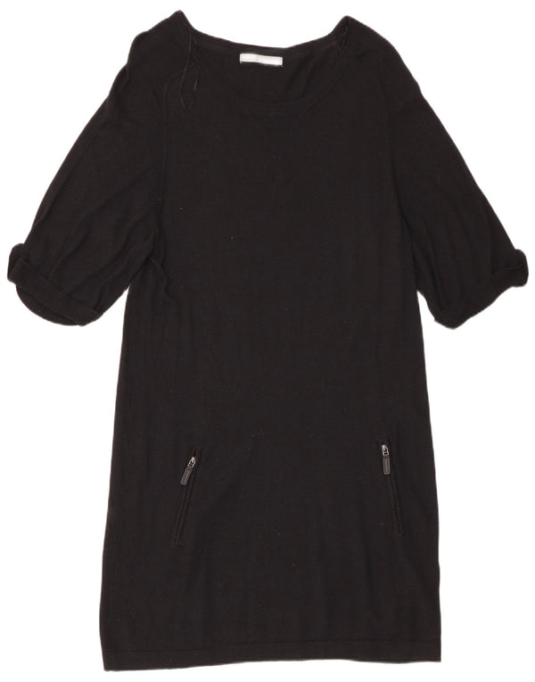 Marks & Spencer Kortærmede Jumperkjole til kvinder UK 12 Medium Sort