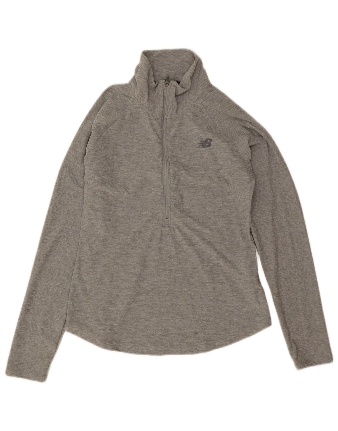 New Balance kvinders lynlås-hals top langærmet UK 10 lille grå polyester
