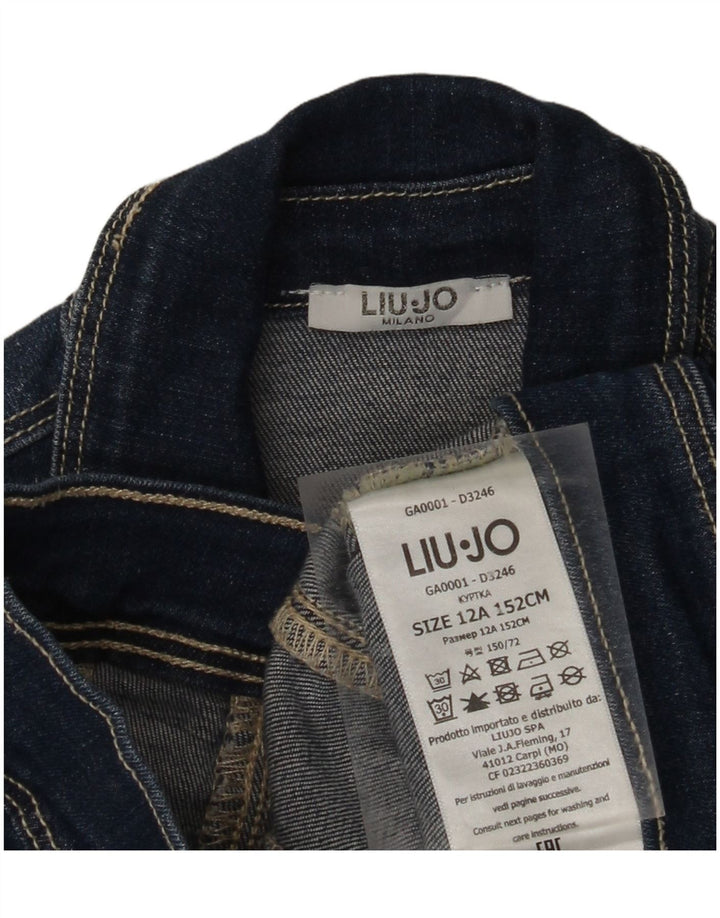 LIU JO Girls Crop Denim Jacket 11-12 Years Blue Cotton