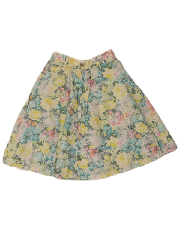 Vintage A-Line nederdel til kvinder EU 40 Medium W26 Flerfarvet blomstret bomuld