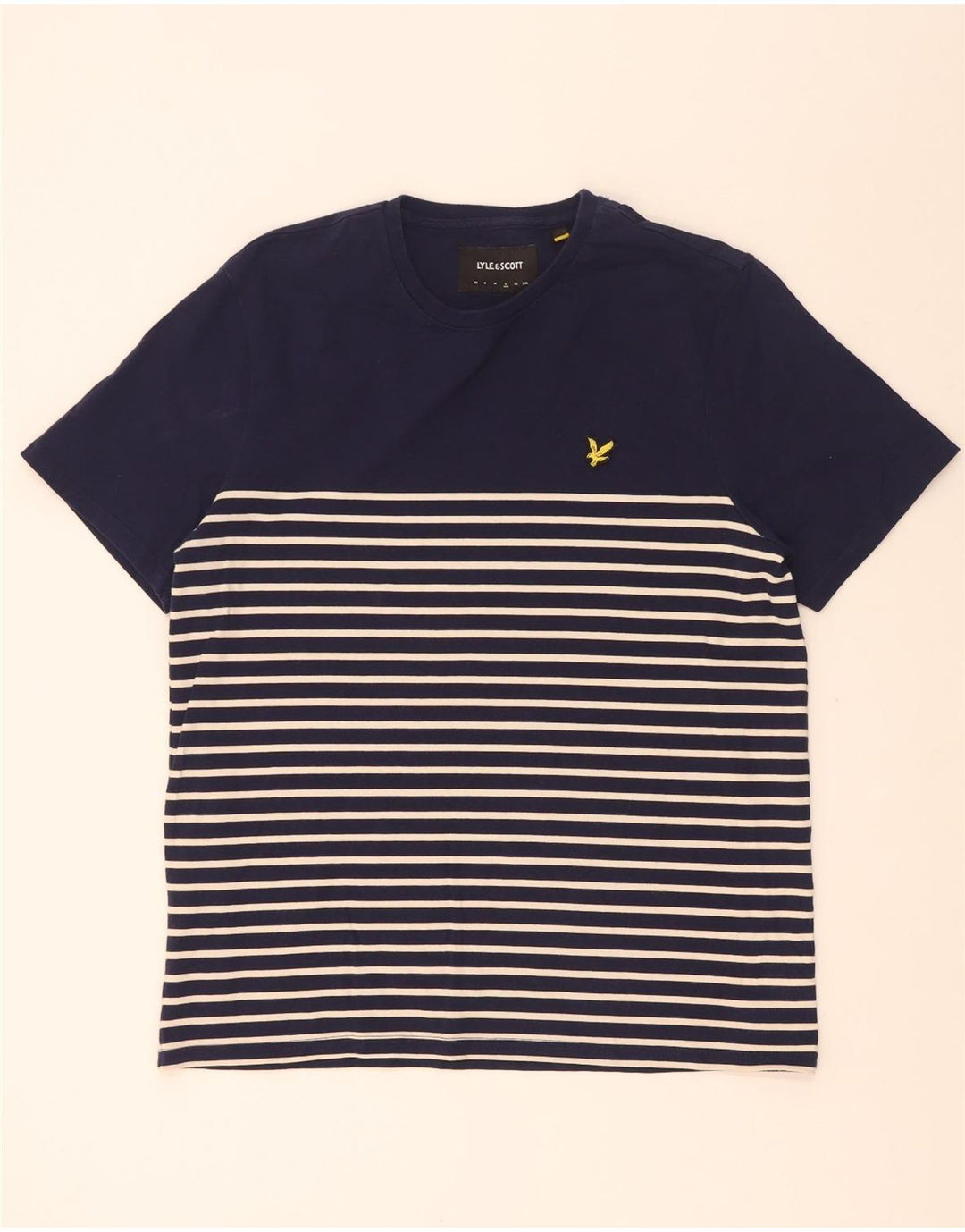 Lyle & Scott Herre T-shirt Top Stor marineblå stribet bomuld