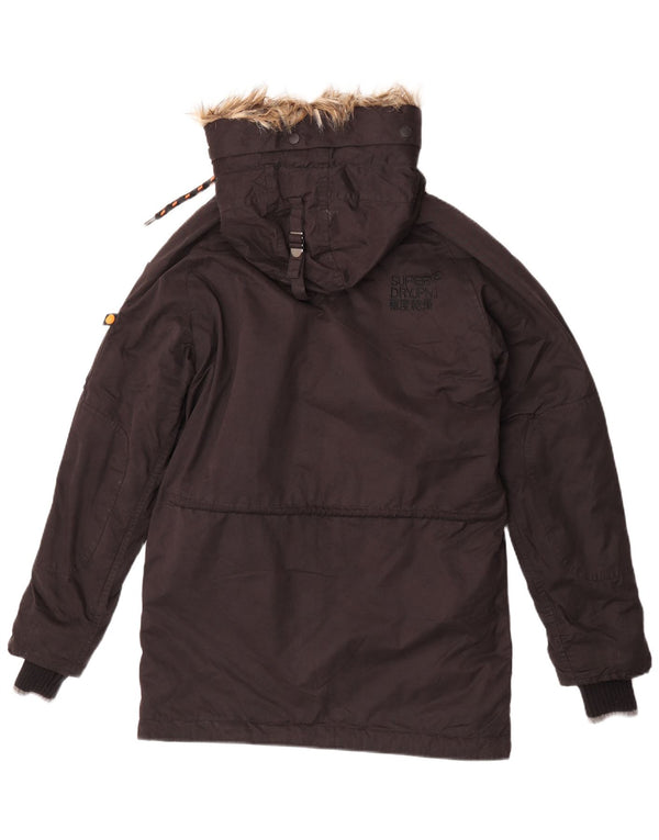 Superdry Parkajakke med hætte til mænd UK 36 Lille brun polyester