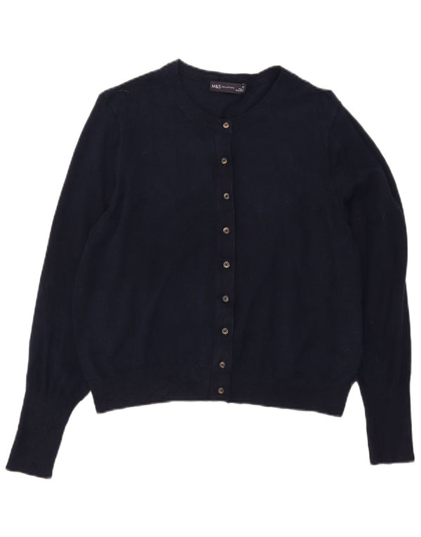 Marks & Spencer Dame Crop Cardigan Sweater UK 20 2XL Navy Blue Viscose