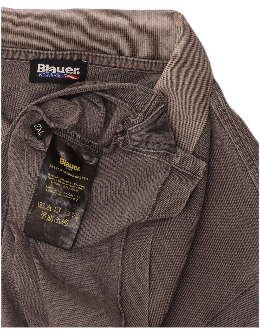 Blauer Herre Regular Fit Polo Shirt 2XL Grå Bomuld