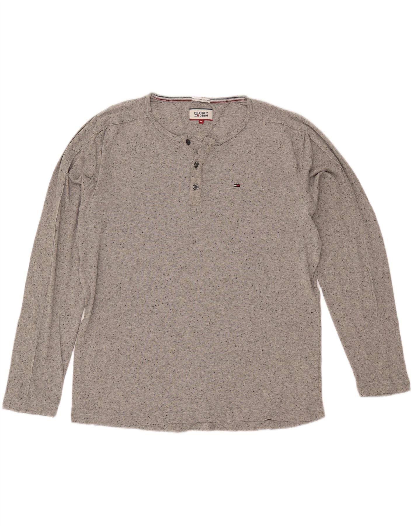 TOMMY HILFIGER Mens Top Long Sleeve Medium Grey Flecked Cotton Vintage Tommy Hilfiger and Second-Hand Tommy Hilfiger from Messina Hembry 