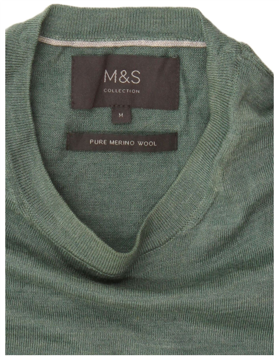 Marks & Spencer Herretrøjetrøje med rund hals mellemgrøn Merinould