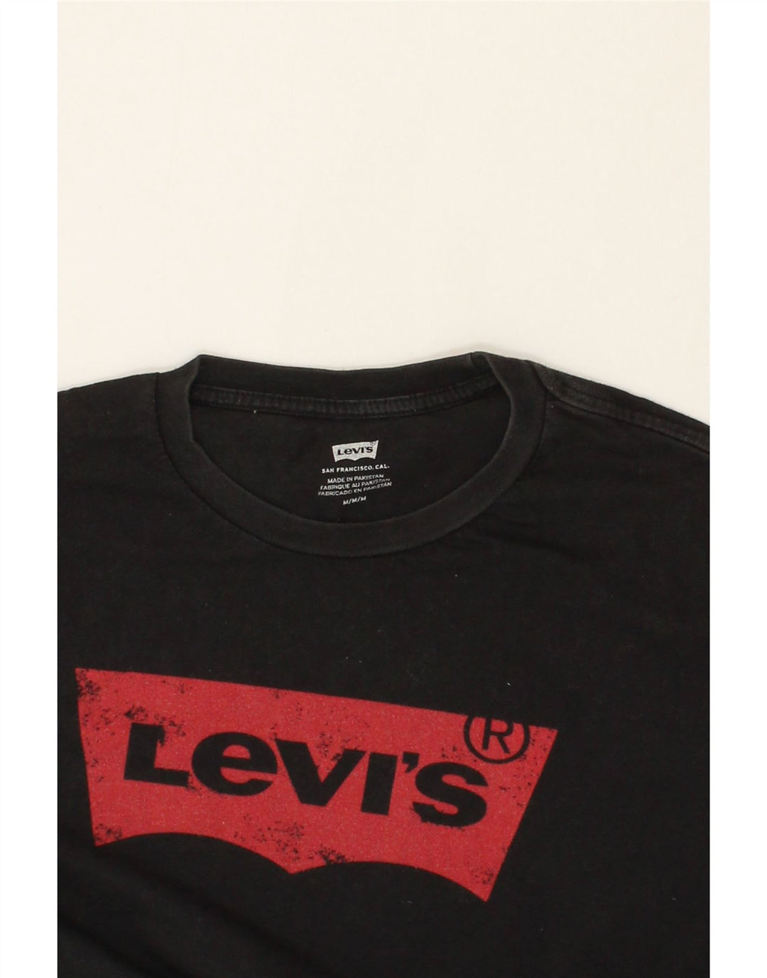 LEVI'S Mens Graphic T-Shirt Top Medium Black Cotton Vintage Levi's and Second-Hand Levi's from Messina Hembry 