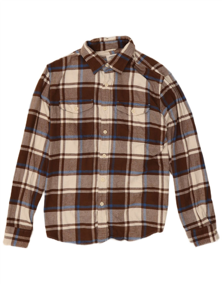 American Eagle herre flannelskjorte medium brun ternet bomuld