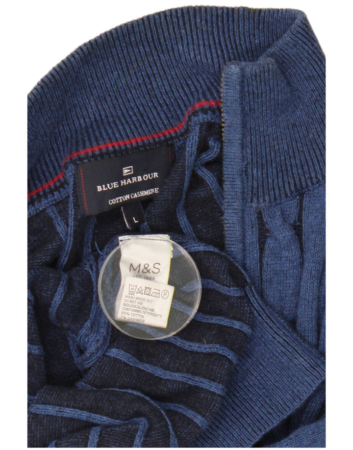 Marks & Spencer Herre Blue Harbor Cardigan Sweater Stor Blå Bomuld
