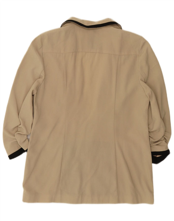Marks & Spencer Dame 3/4 ærmet åben blazerjakke UK 12 Medium Beige