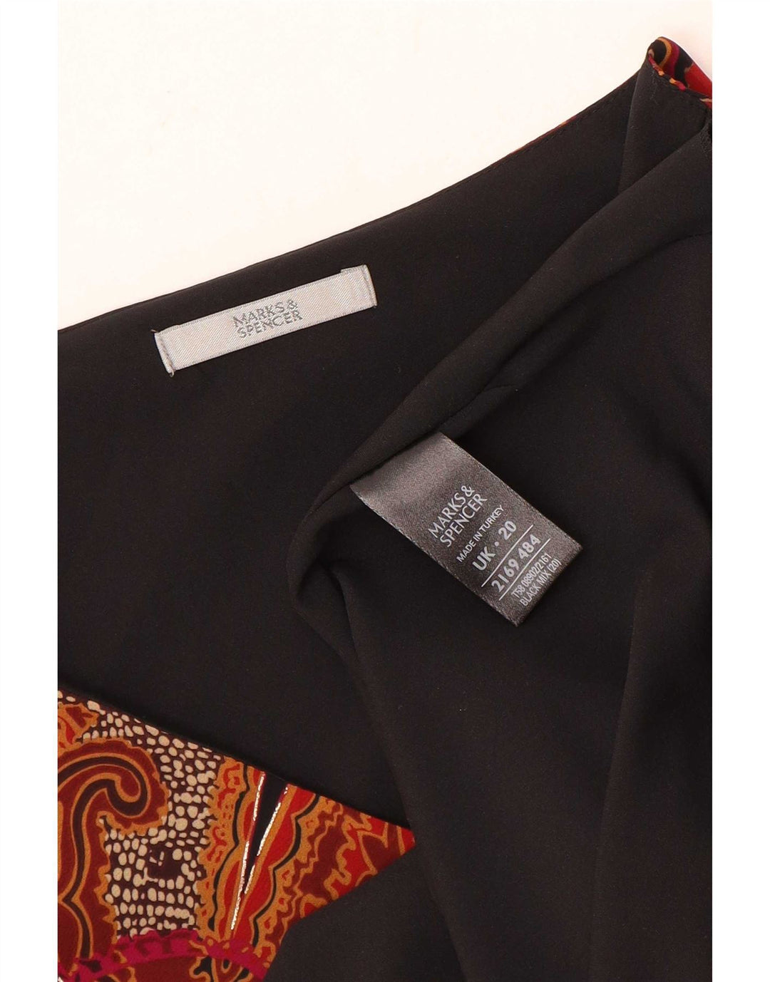 Marks & Spencer Damebluse Top UK 20 2XL Sort Paisley Polyester