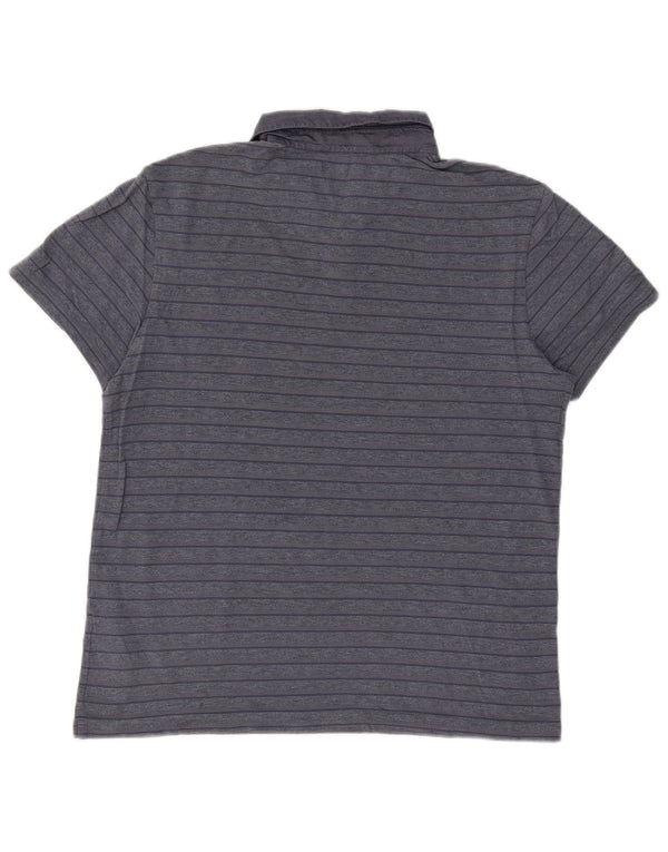 Calvin Klein Herre Body Fit Polo Shirt Medium Navyblå stribet bomuld