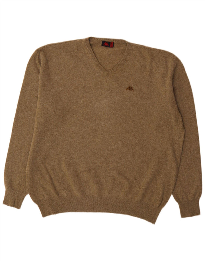 Kappa Herre V-hals sweater 3XL Khaki lammeuld