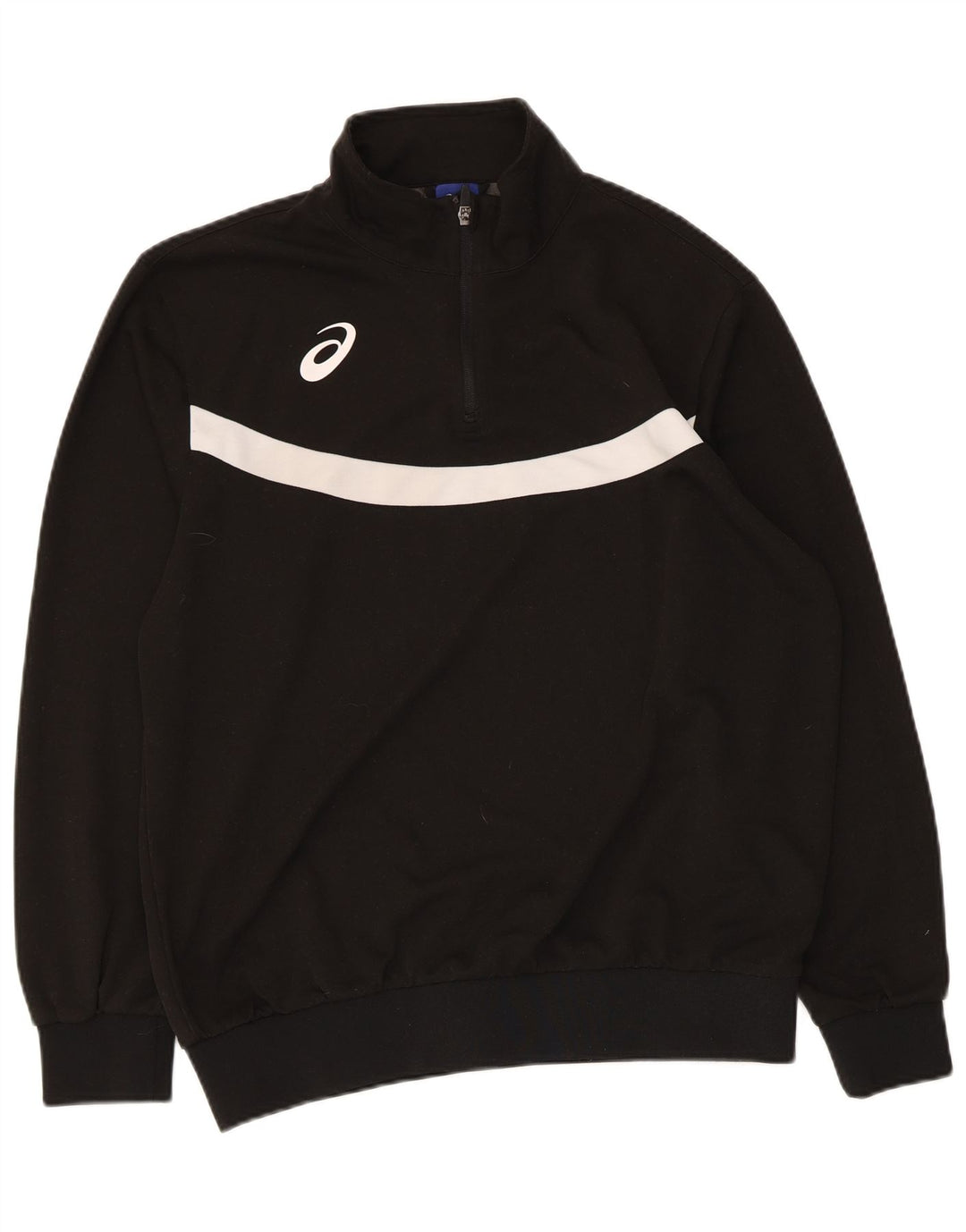Asics Sweatshirt med lynlås til mænd, stor sort farveblok polyester