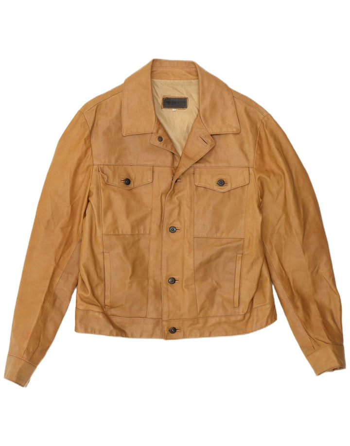 Max Grippo Herre Bomber Læderjakke EU 50 Large Beige Læder