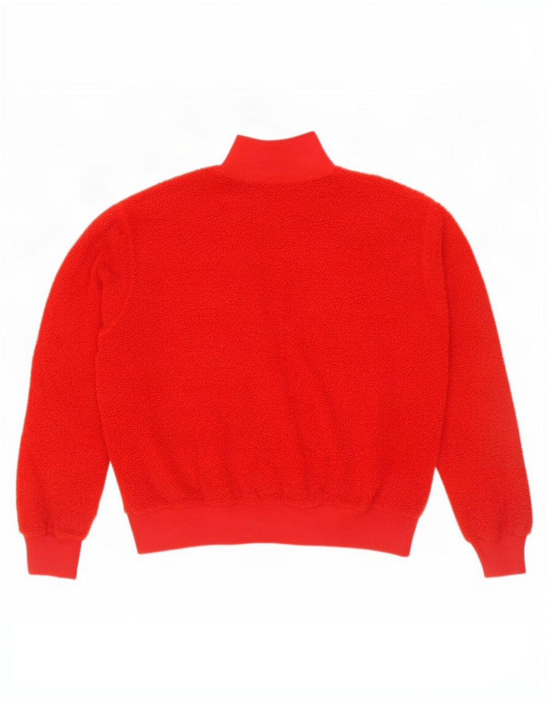 Topshop Dame Oversized Zip Neck Fleece Jumper UK 10 Small Red Polyester