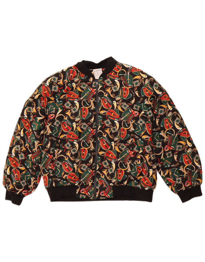 EASTEX Dame Oversized grafisk bomberjakke UK 14 Stor sort polyester