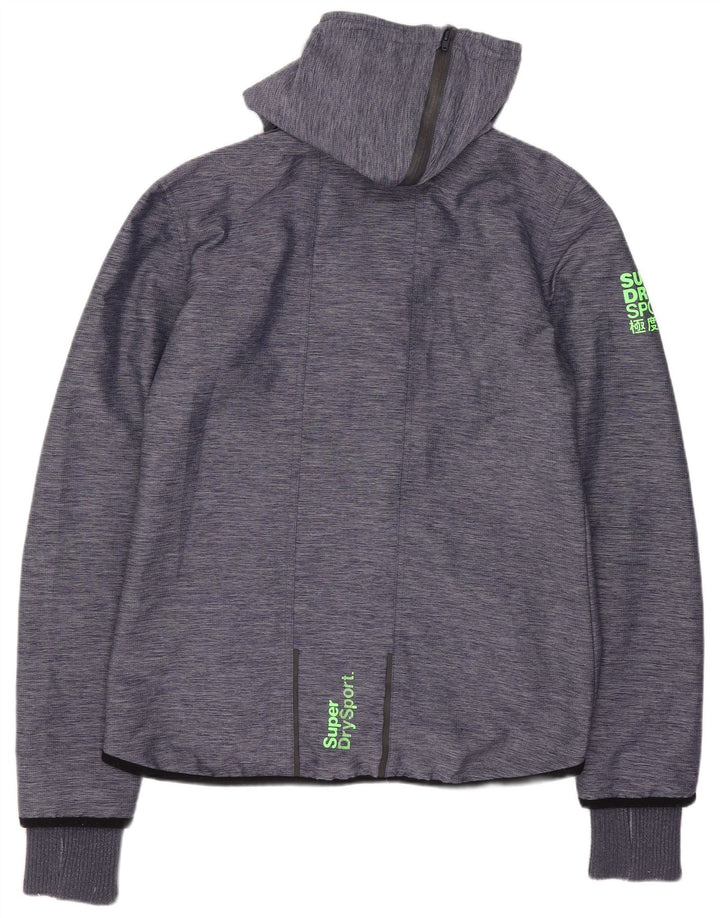Superdry vindjakkejakke med hætte til kvinder UK 14 Mellem marineblå nylon