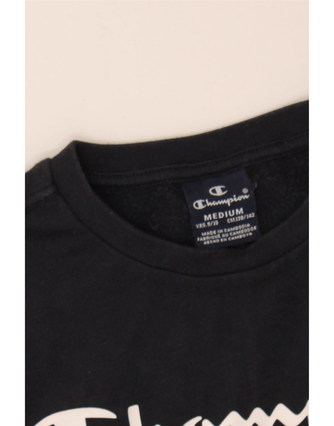 CHAMPION Boys Graphic Sweatshirt Jumper 9-10 Years Medium  Navy Blue Vintage Champion and Second-Hand Champion from Messina Hembry 