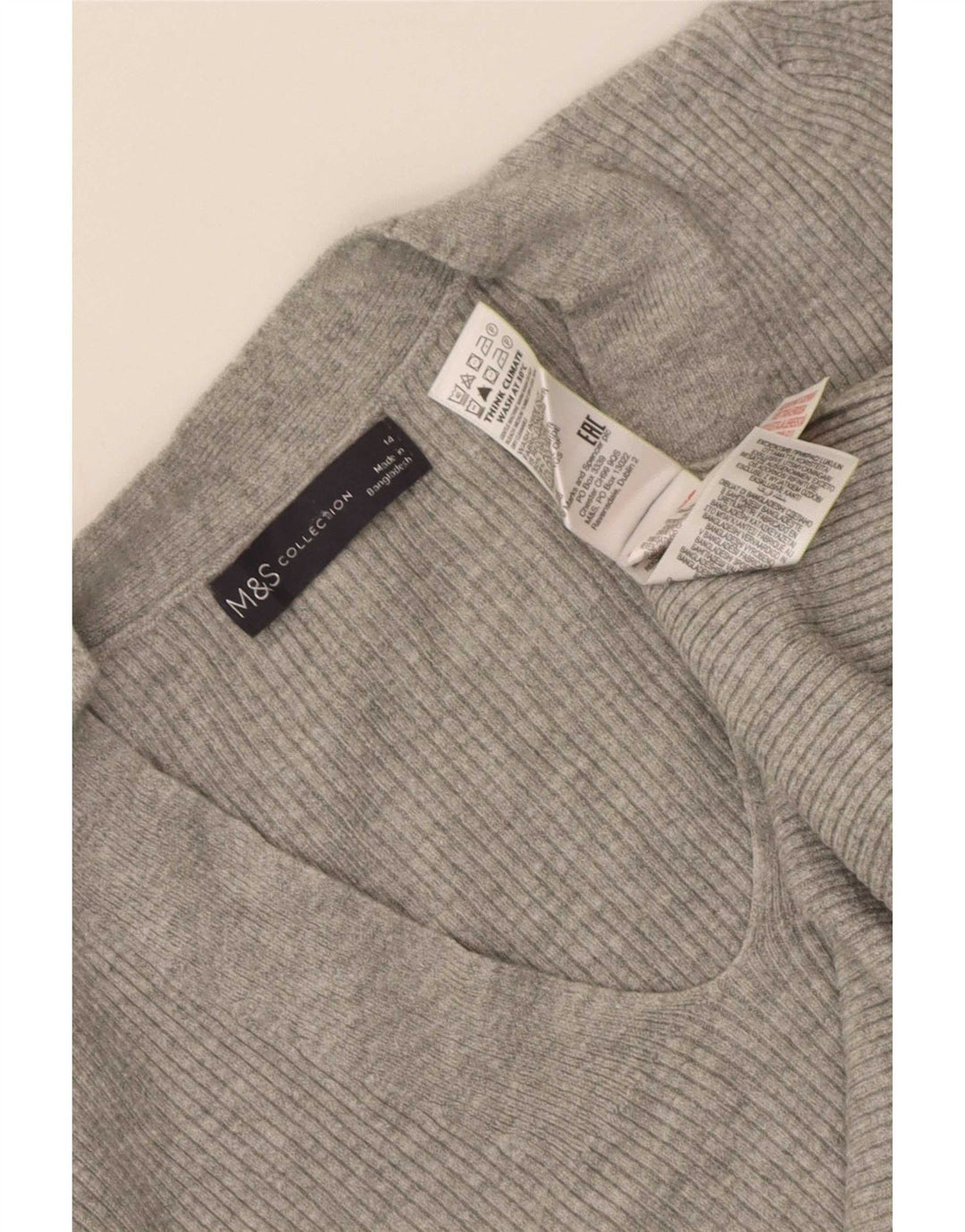 Marks & Spencer Dame V-hals sweater UK 14 Stor Grå Viscose