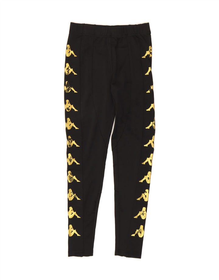 KAPPA Womens Graphic Leggings UK 4 XS  Black Vintage Kappa and Second-Hand Kappa from Messina Hembry 