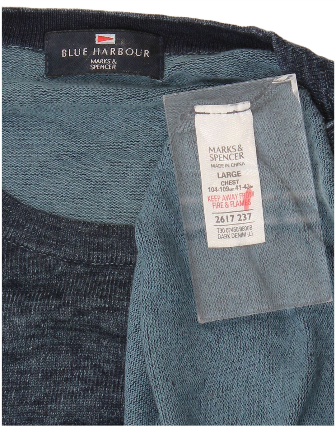 Marks & Spencer Herre Blue Harbor Crew Neck Jumper Sweater Large Navy Blue