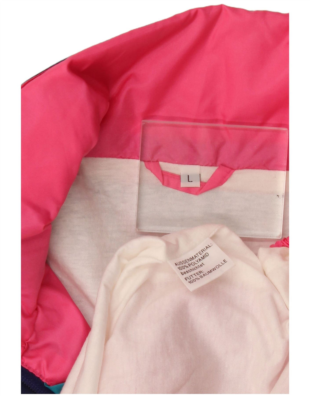 Vintage Herre Anorak Jacket UK 40 Large Pink Colourblock Polyamid
