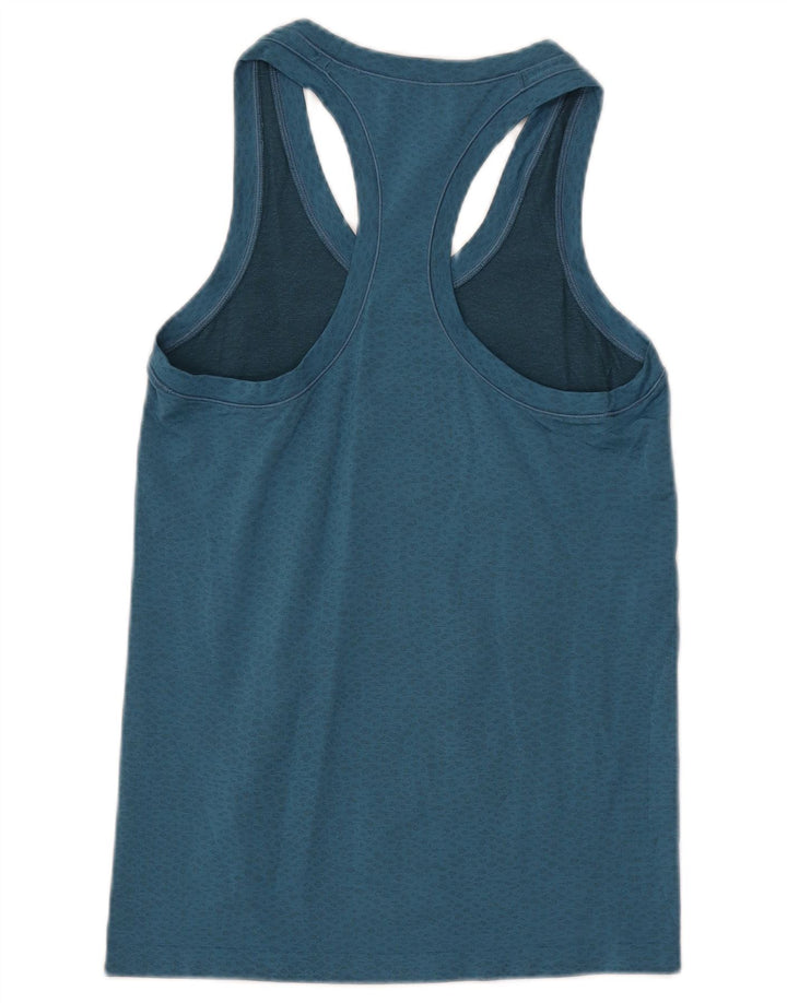 ATHLETA Damevest Top UK 8 Lille blå plettet nylon