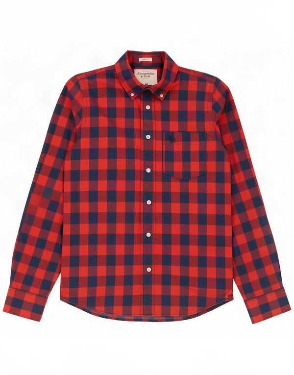Abercrombie & Fitch Mens Muscle Shirt Medium Red Gingham Cotton