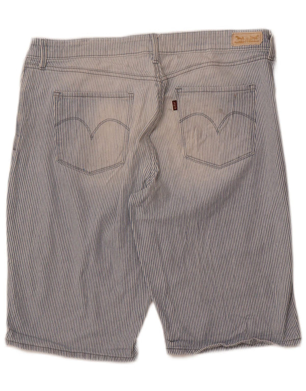 Levi's højtaljede fritidsshorts til kvinder, US 14 XL W36, blå nålestribet bomuld