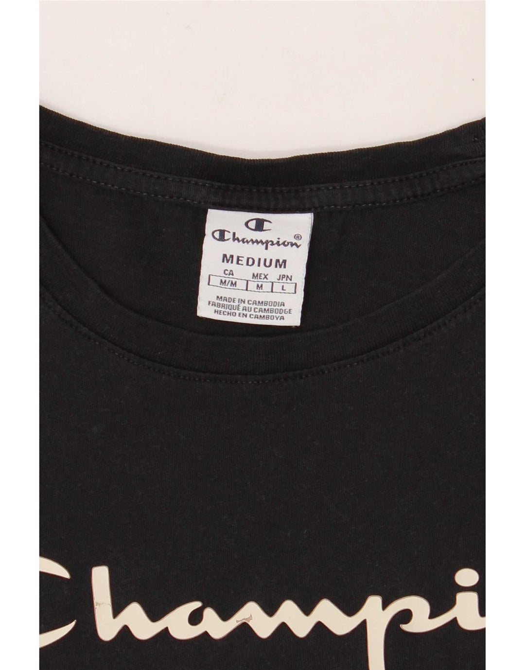 Champion Dame Grafisk T-Shirt Top UK 12 Medium Sort