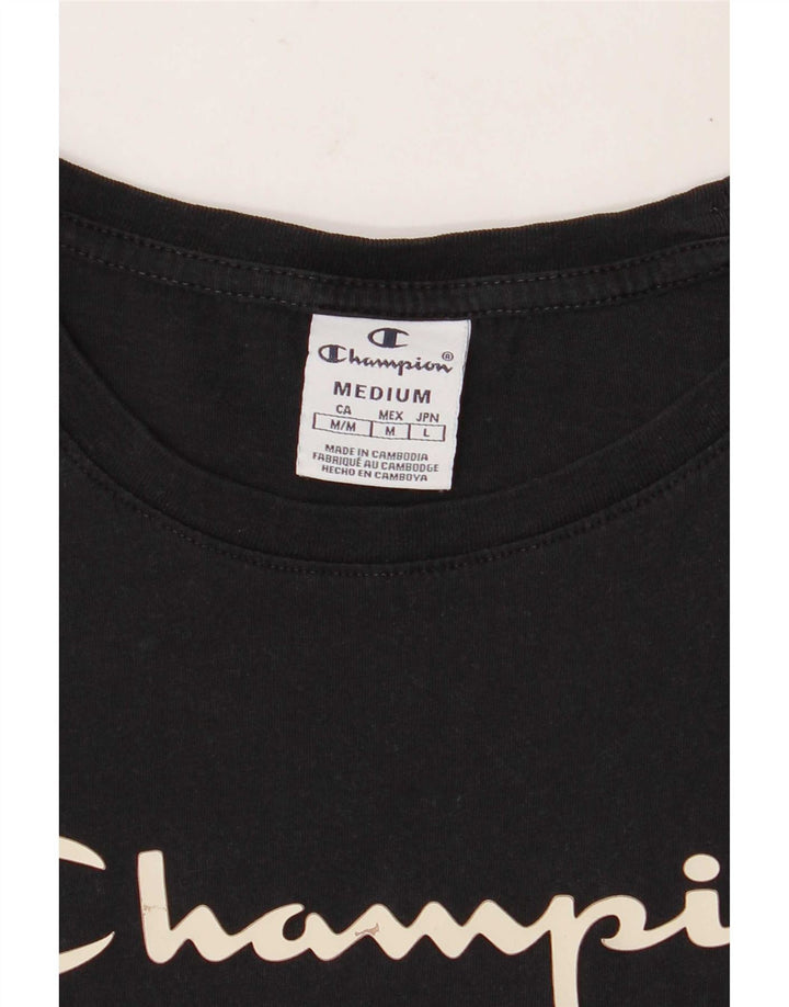 Champion Dame Grafisk T-Shirt Top UK 12 Medium Sort
