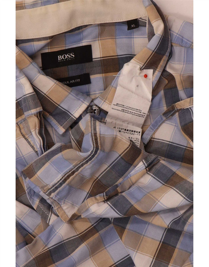 Hugo Boss Herre Regular Fit skjorte XL Flerfarvet ternet bomuld