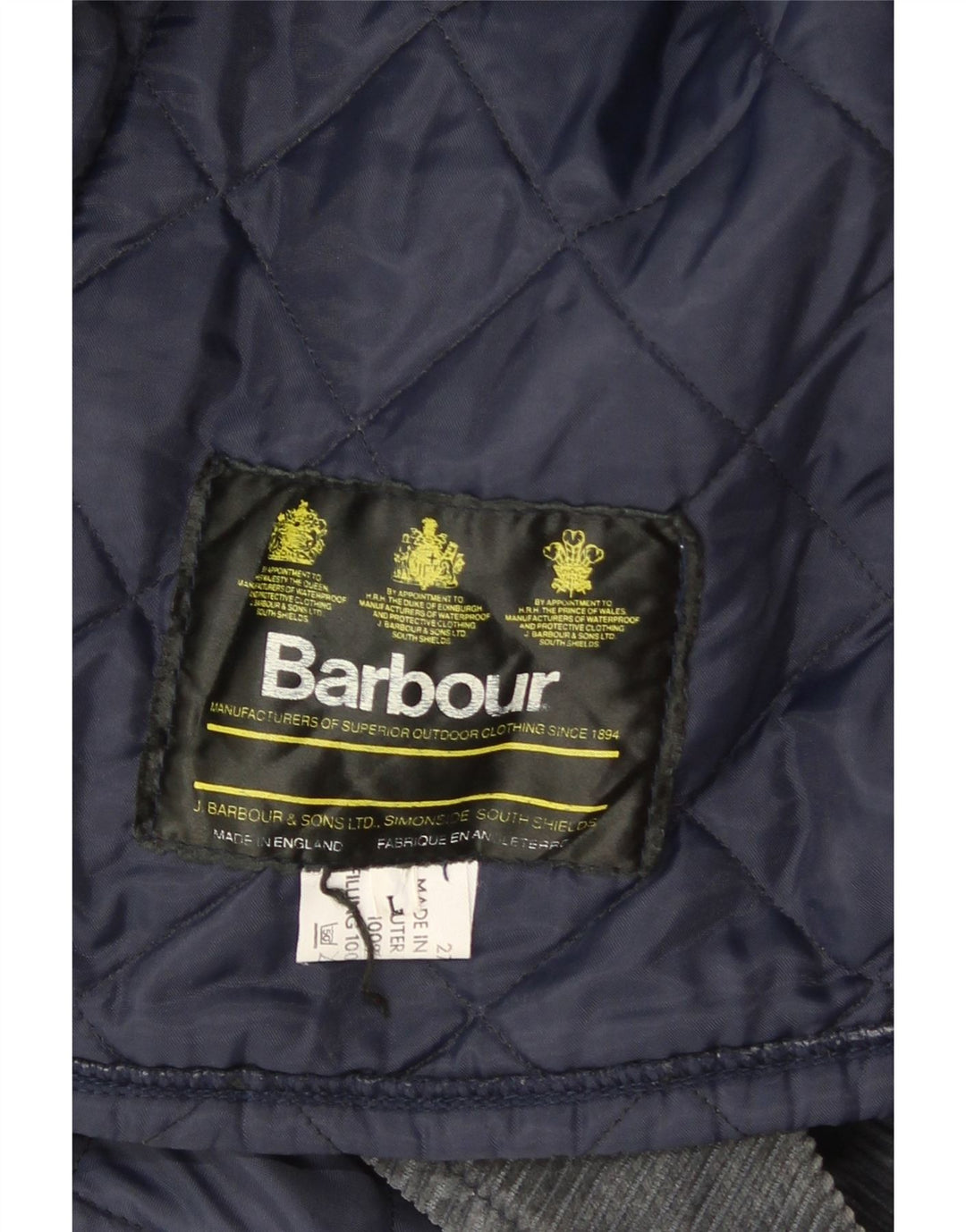 Barbour Herre quiltet jakke UK 40 Stor marineblå nylon
