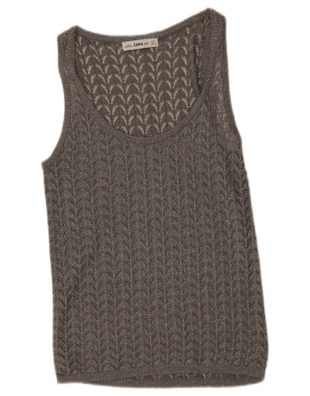 Zara Hæklet Vest Top UK 8 Small Grey