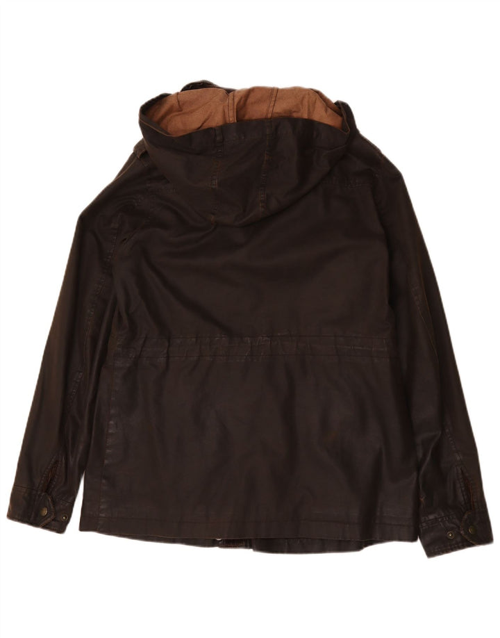 Fat Face Dame Hætte Vokset Bomuldsjakke UK 12 Medium Brun Polyester