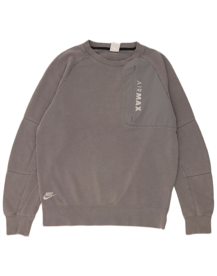 Nike Herre grafisk sweatshirt Jumper Medium Grå Bomuld