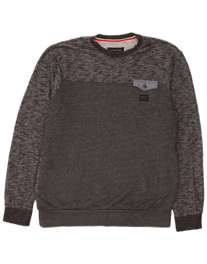 Quiksilver Sweatshirt-trøje til mænd, stor grå flækket bomuld