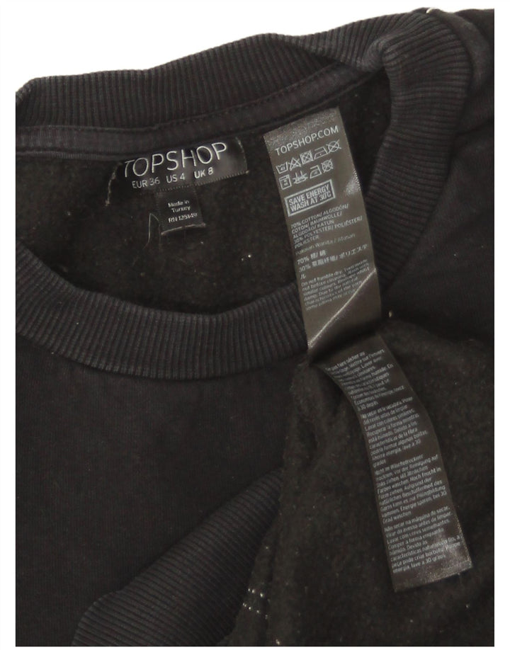Topshop Dame Oversized Sweatshirt Jumper UK 8 Small Black Bomuld