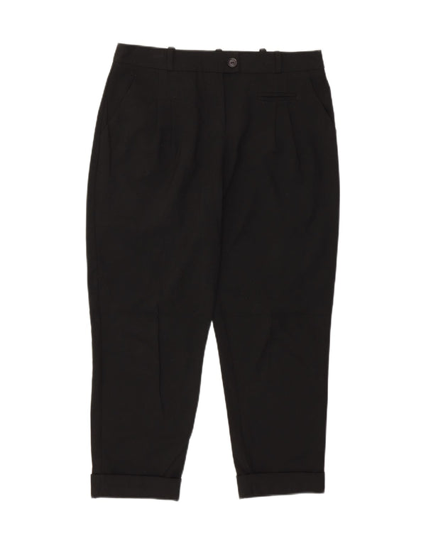TOPSHOP Womens Tapered Cropped Trousers UK 10 Small W31 L23 Black
