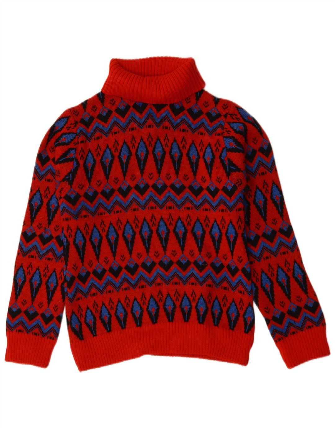 Vintage Dame Rullehals Sweater Størrelse 4 Small Red Fair Isle Wool