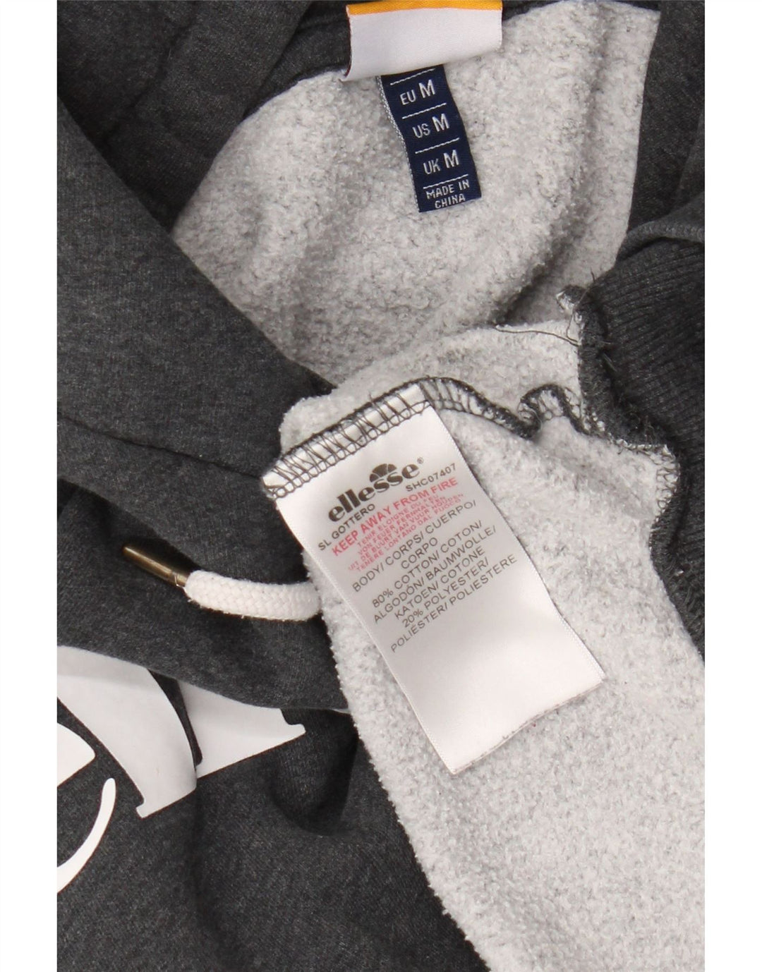 Ellesse Herre Grafisk Hoodie Jumper Medium Grå Bomuld