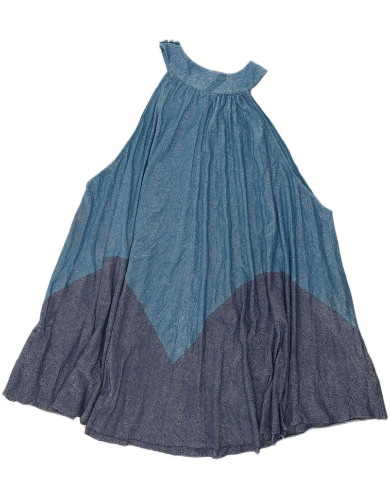 FREE PEOPLE Womens Tent Dress UK 10 Small Blue Colourblock Polyester Vintage Free People and Second-Hand Free People from Messina Hembry 