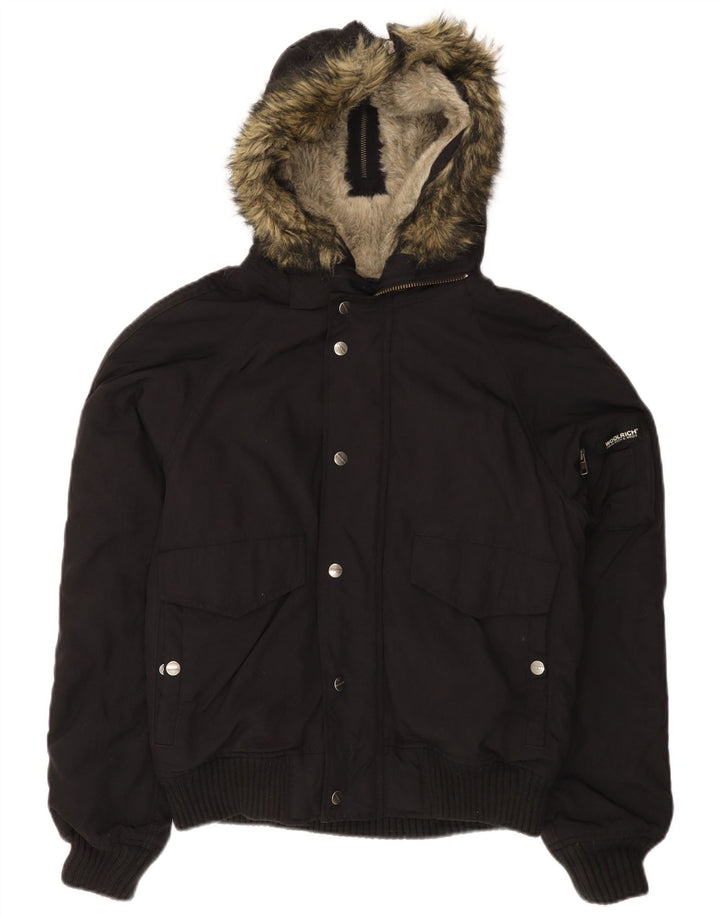 WOOLRICH Bomberjakke med hætte til mænd UK 38 Medium Sort Nylon