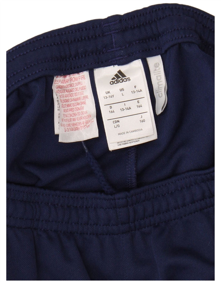 ADIDAS Boys Climalite Tracksuit Trousers 13-14 Years Navy Blue Polyester