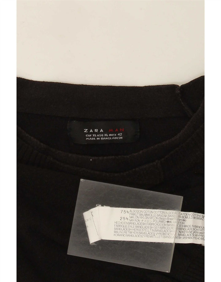 Zara Herre Boat Neck Jumper Sweater XL Sort Bomuld