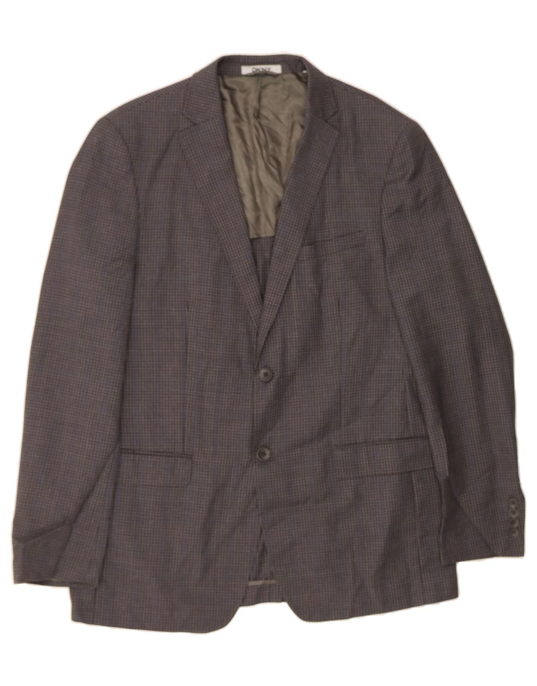 DKNY Mens 2 Button Blazer Jacket UK 42 XL Grey Check Wool Vintage Dkny and Second-Hand Dkny from Messina Hembry 