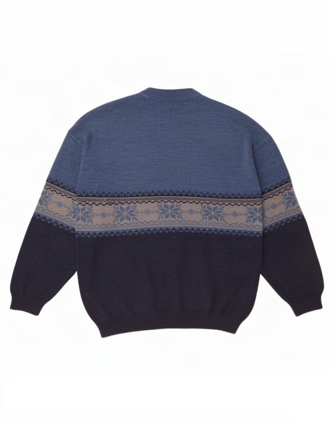 White Sails Herre Crew Neck Jumper Sweater Large Blue Fair Isle Wool