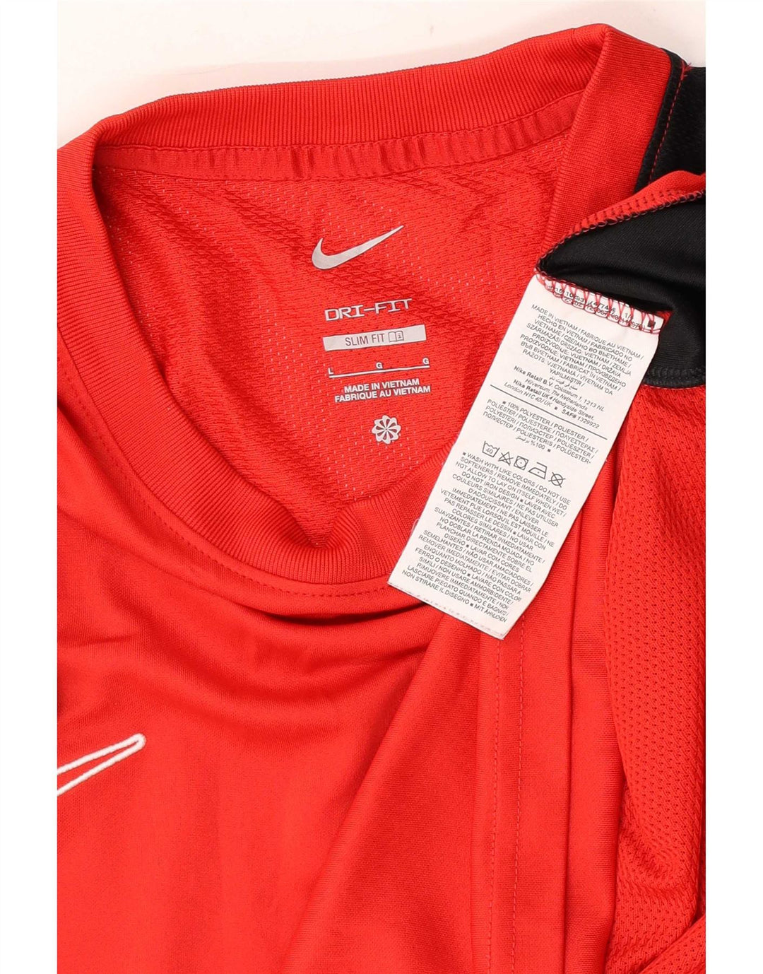 Nike Herre Dri Fit T-Shirt Top Stor Rød Colourblock Polyester