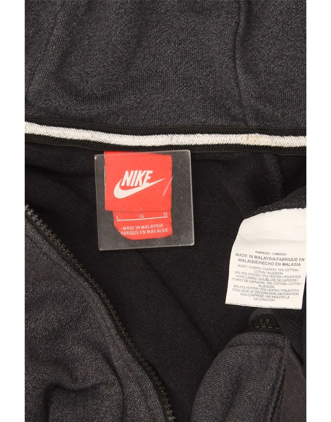 Nike hættetrøje med lynlås til mænd, stor grå bomuld
